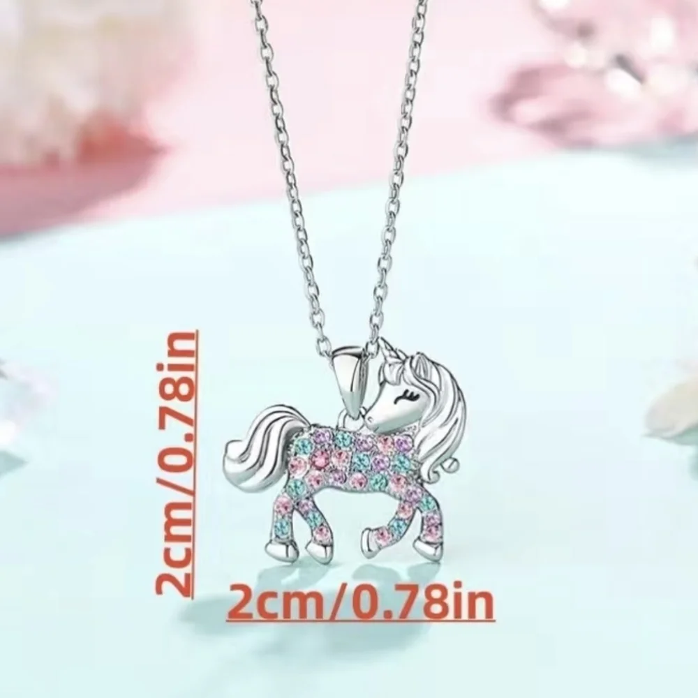 New Creative Shiny Design Exquisite Colorful Unicorn Pendant Necklace, T5B7A